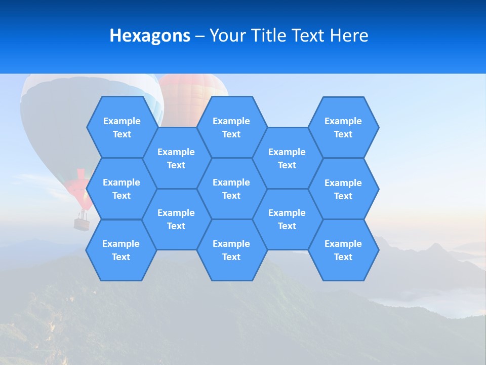 Two Hot Air Balloons Flying Over A Mountain Range PowerPoint Template
