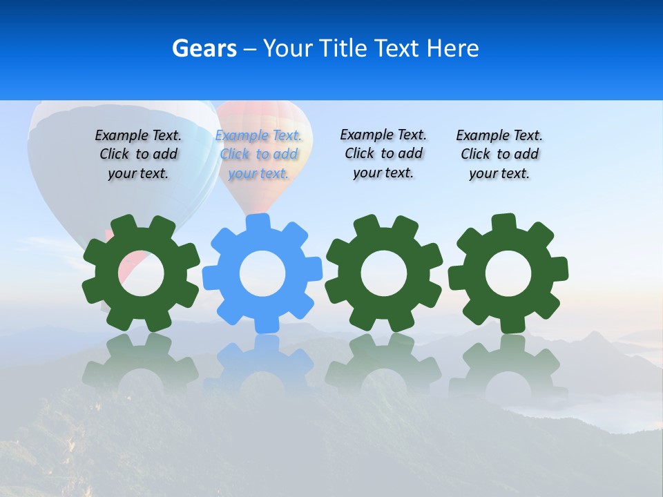 Two Hot Air Balloons Flying Over A Mountain Range PowerPoint Template