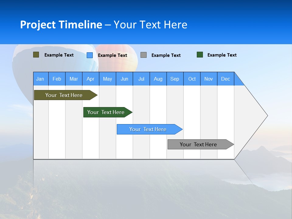 Two Hot Air Balloons Flying Over A Mountain Range PowerPoint Template