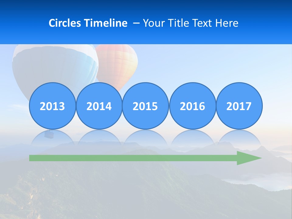 Two Hot Air Balloons Flying Over A Mountain Range PowerPoint Template