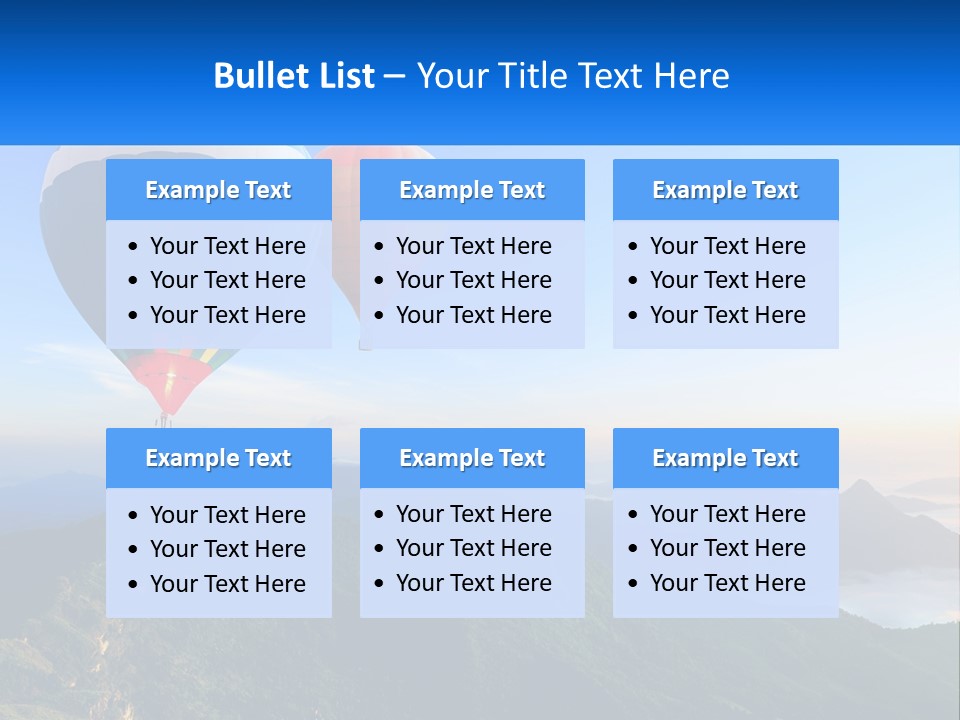 Two Hot Air Balloons Flying Over A Mountain Range PowerPoint Template