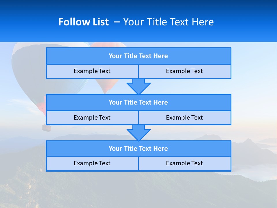 Two Hot Air Balloons Flying Over A Mountain Range PowerPoint Template