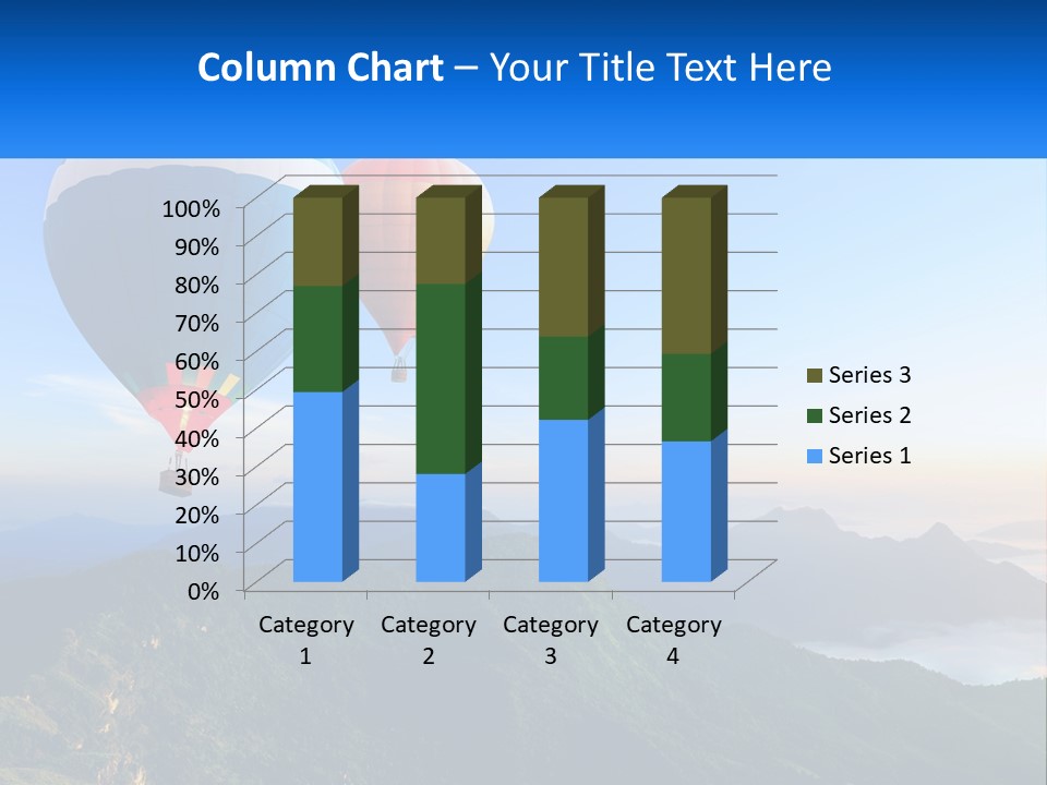Two Hot Air Balloons Flying Over A Mountain Range PowerPoint Template