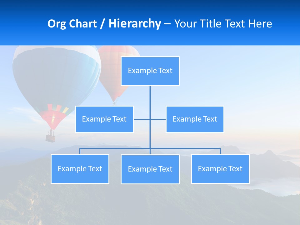 Two Hot Air Balloons Flying Over A Mountain Range PowerPoint Template