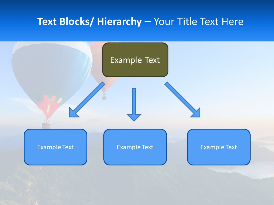 Two Hot Air Balloons Flying Over A Mountain Range PowerPoint Template