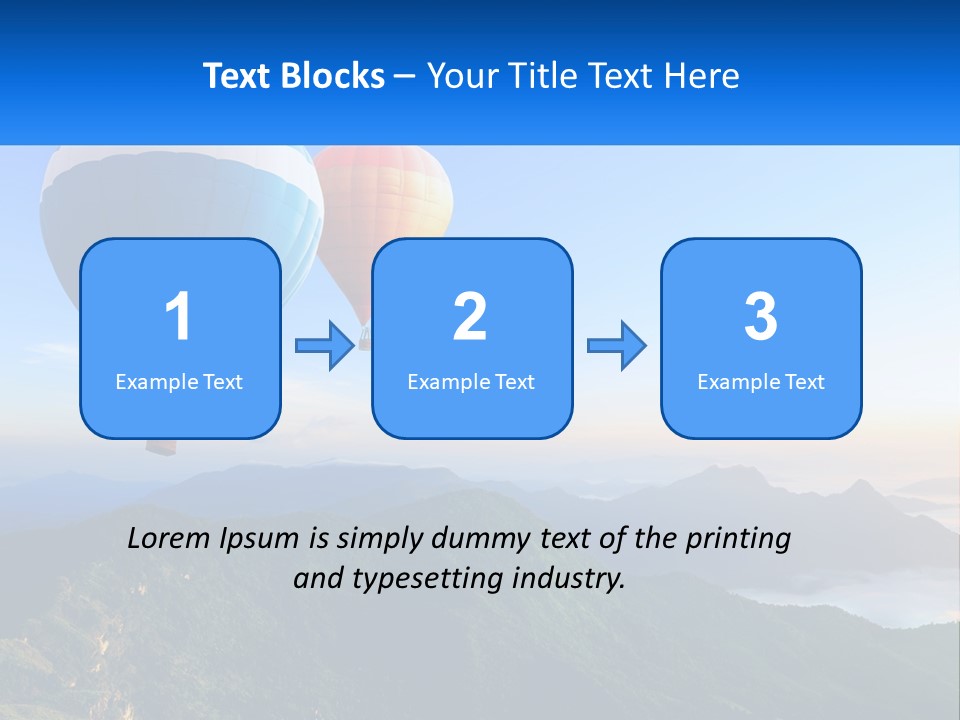 Two Hot Air Balloons Flying Over A Mountain Range PowerPoint Template