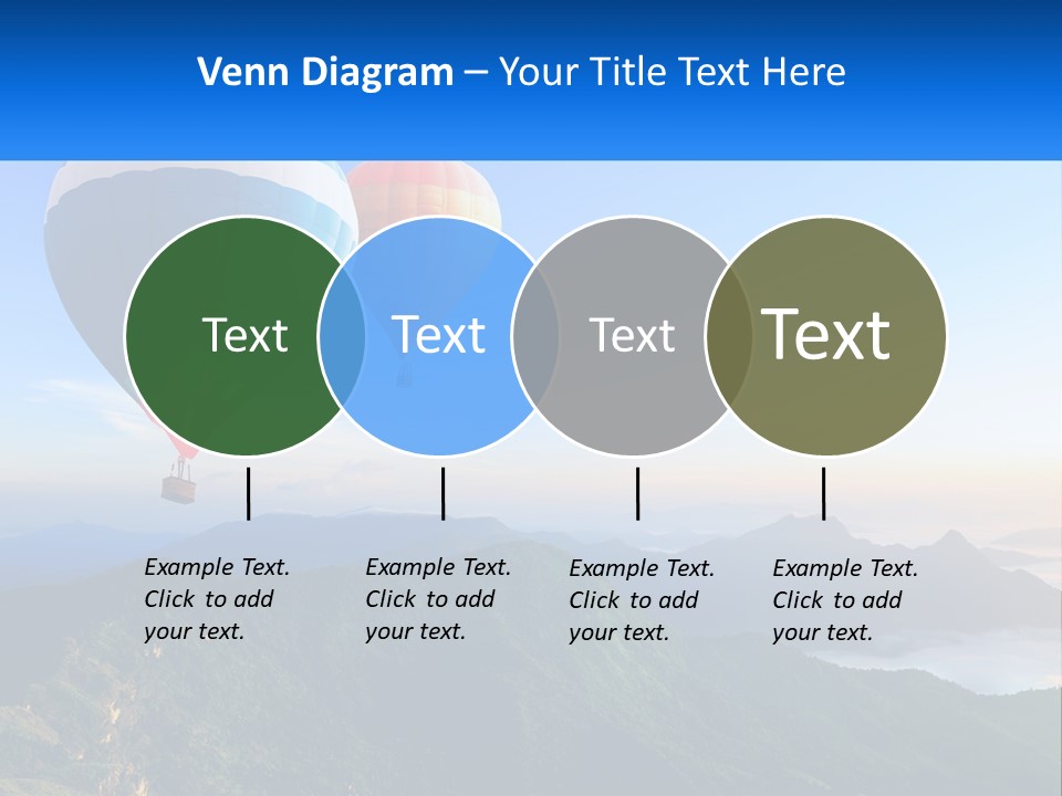 Two Hot Air Balloons Flying Over A Mountain Range PowerPoint Template