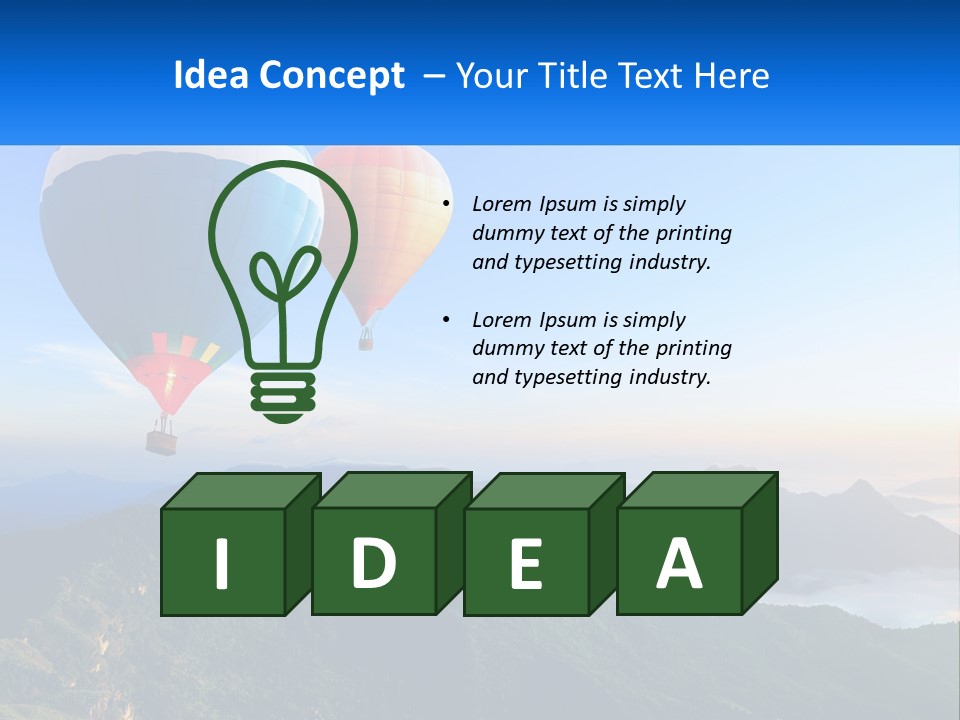 Two Hot Air Balloons Flying Over A Mountain Range PowerPoint Template