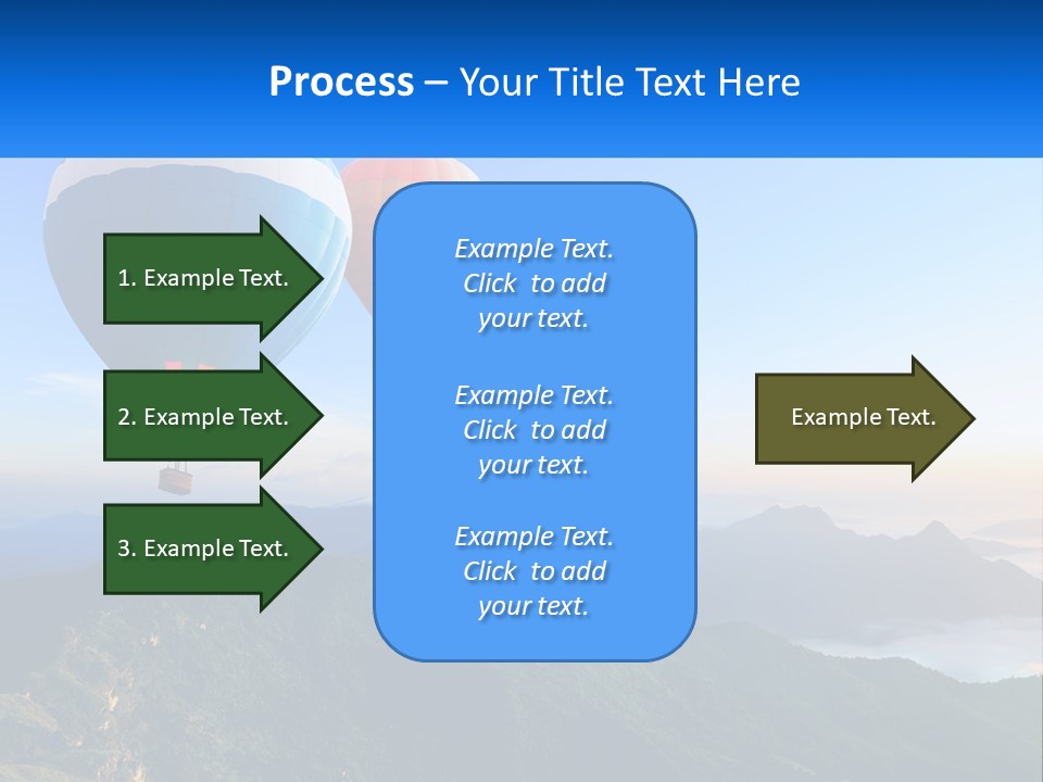 Two Hot Air Balloons Flying Over A Mountain Range PowerPoint Template