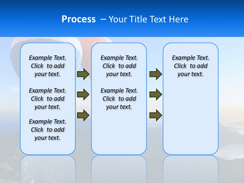 Two Hot Air Balloons Flying Over A Mountain Range PowerPoint Template