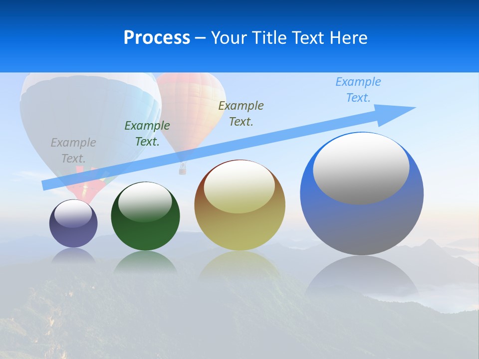 Two Hot Air Balloons Flying Over A Mountain Range PowerPoint Template