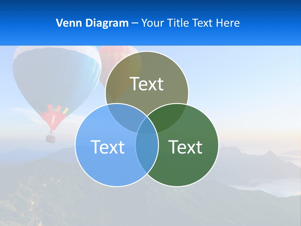 Two Hot Air Balloons Flying Over A Mountain Range PowerPoint Template