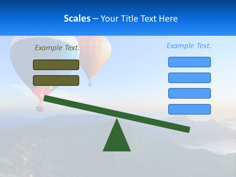 Two Hot Air Balloons Flying Over A Mountain Range PowerPoint Template