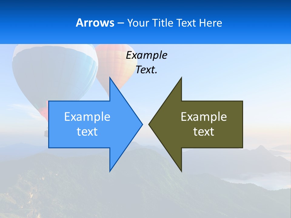 Two Hot Air Balloons Flying Over A Mountain Range PowerPoint Template