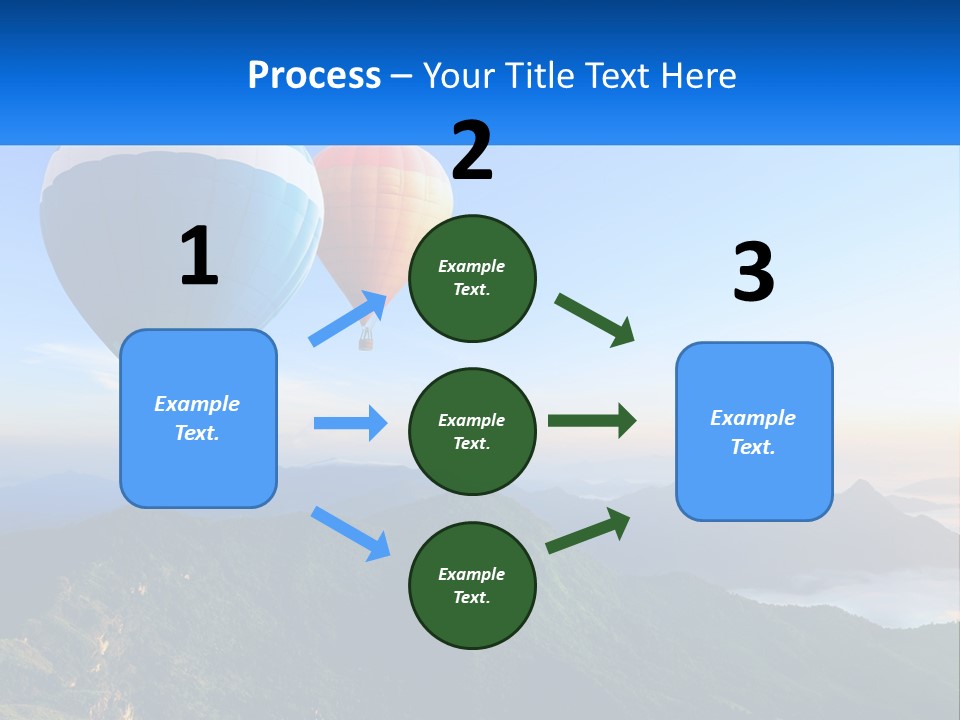 Two Hot Air Balloons Flying Over A Mountain Range PowerPoint Template