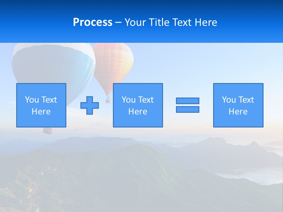 Two Hot Air Balloons Flying Over A Mountain Range PowerPoint Template