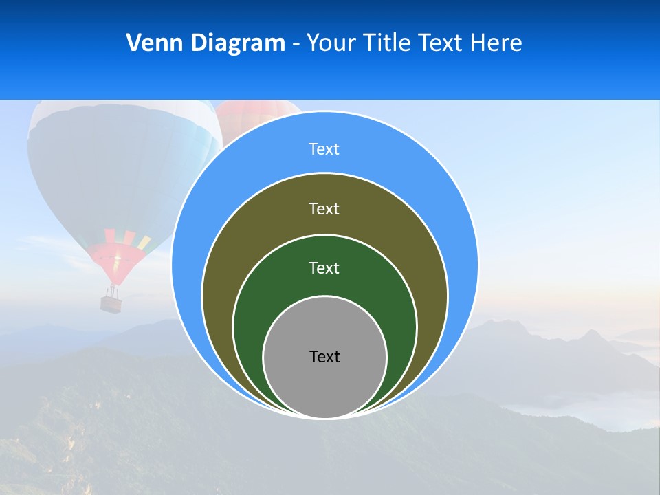 Two Hot Air Balloons Flying Over A Mountain Range PowerPoint Template