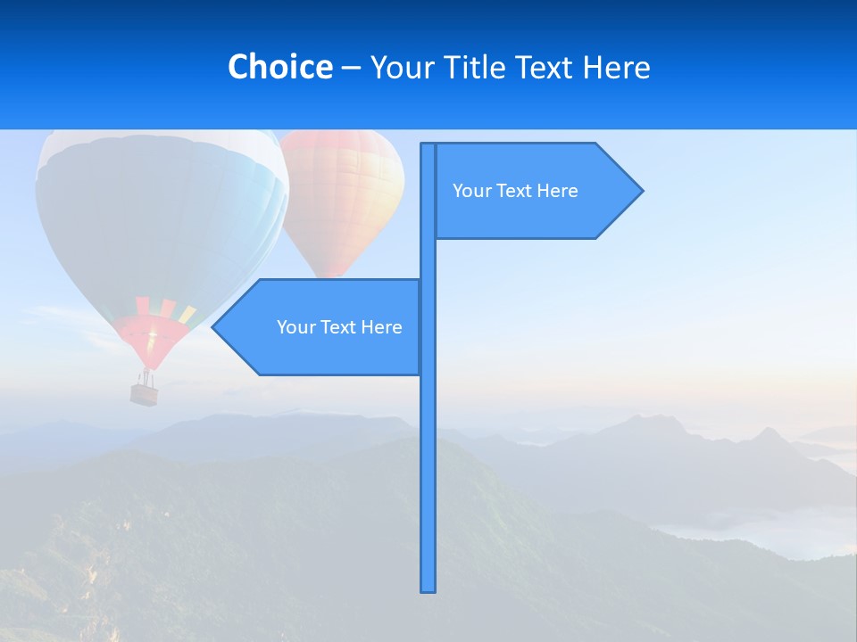 Two Hot Air Balloons Flying Over A Mountain Range PowerPoint Template
