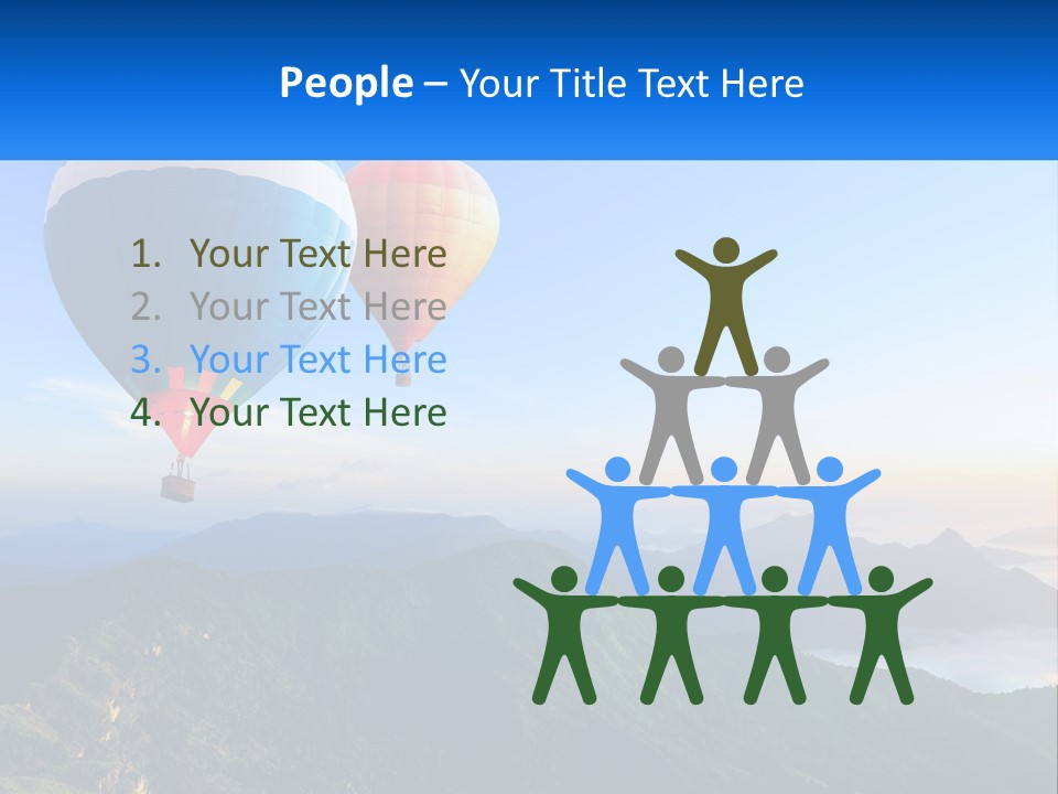 Two Hot Air Balloons Flying Over A Mountain Range PowerPoint Template