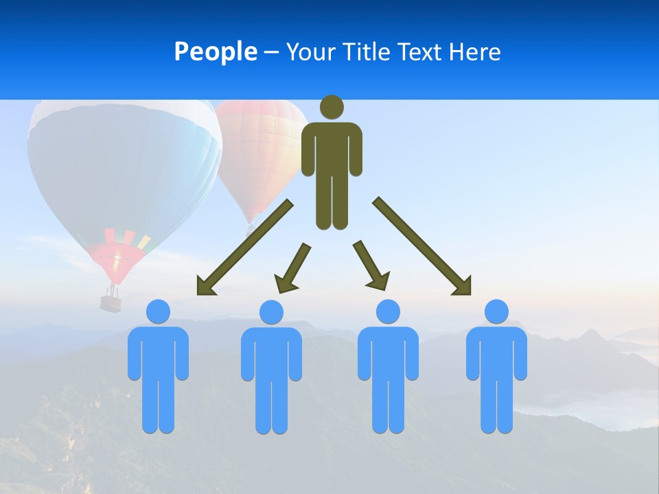 Two Hot Air Balloons Flying Over A Mountain Range PowerPoint Template