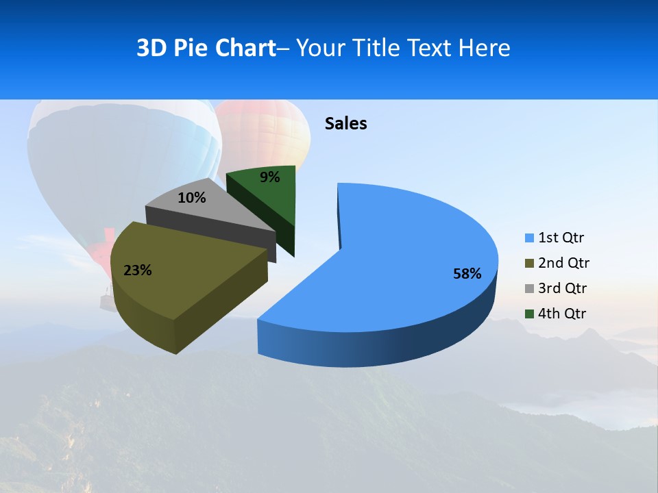 Two Hot Air Balloons Flying Over A Mountain Range PowerPoint Template