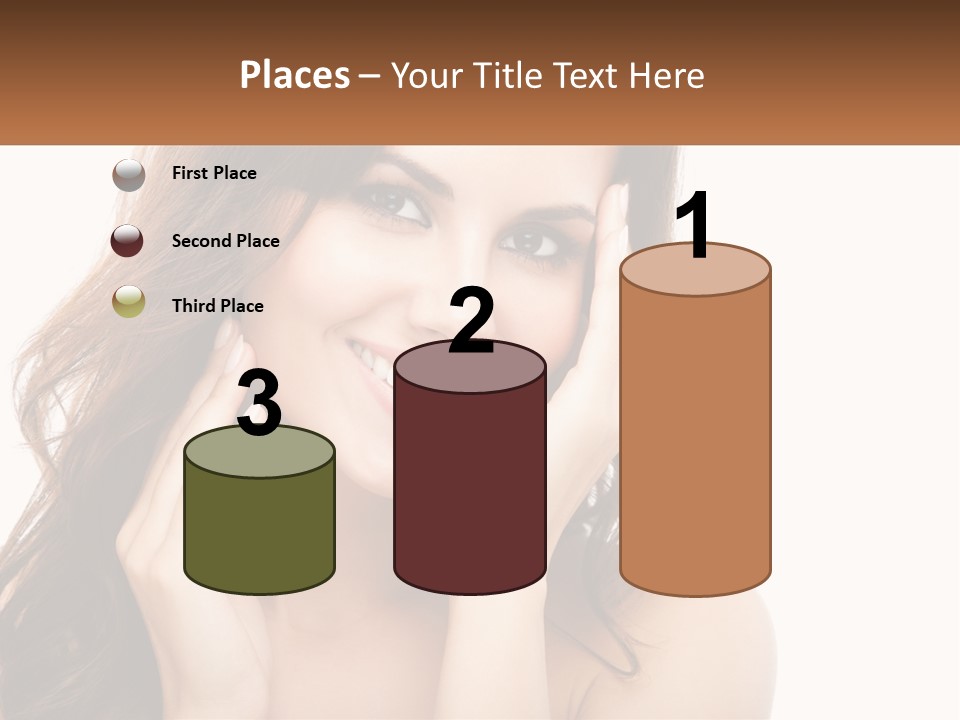 A Woman Smiling With Her Hands On Her Face PowerPoint Template