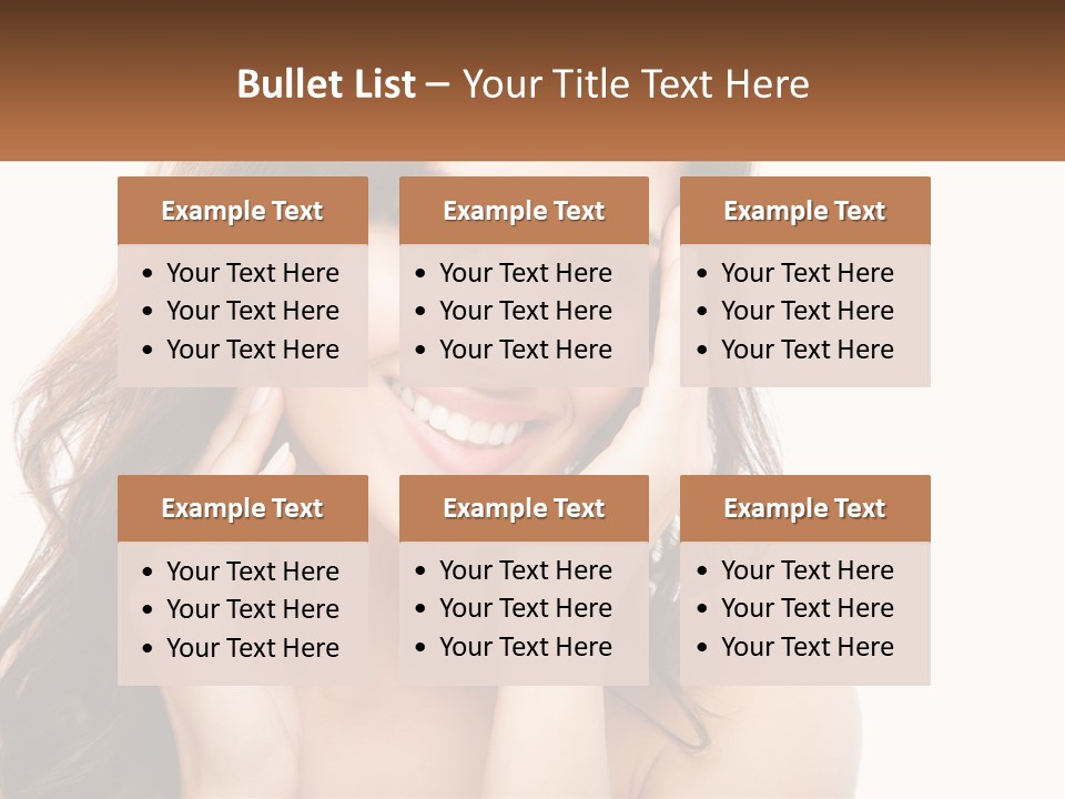 A Woman Smiling With Her Hands On Her Face PowerPoint Template