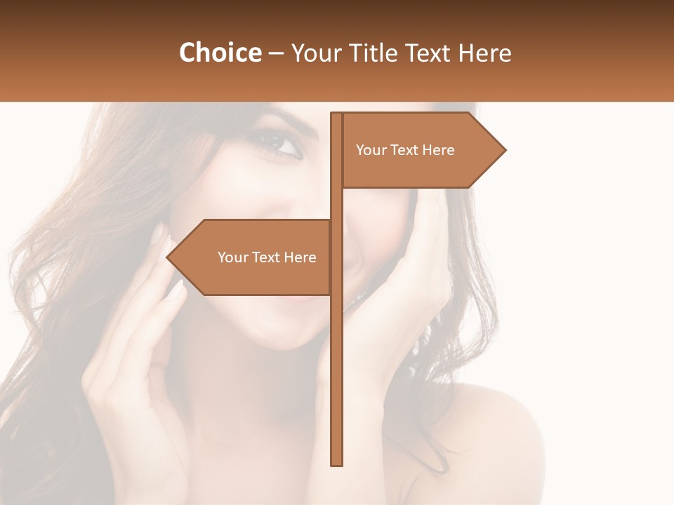 A Woman Smiling With Her Hands On Her Face PowerPoint Template