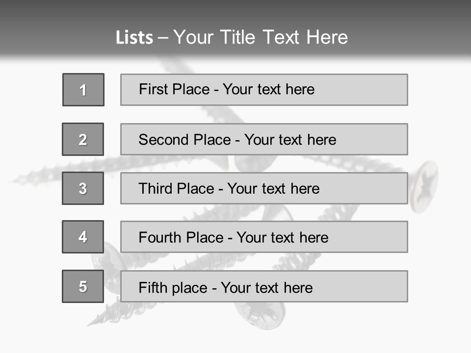 A Group Of Screws On A White Background PowerPoint Template