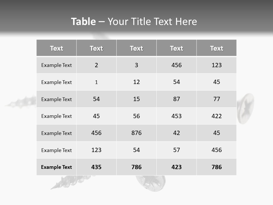A Group Of Screws On A White Background PowerPoint Template