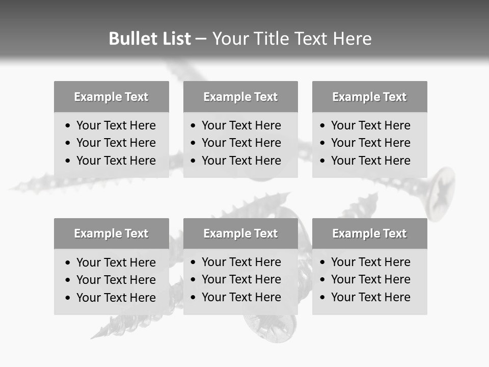 A Group Of Screws On A White Background PowerPoint Template
