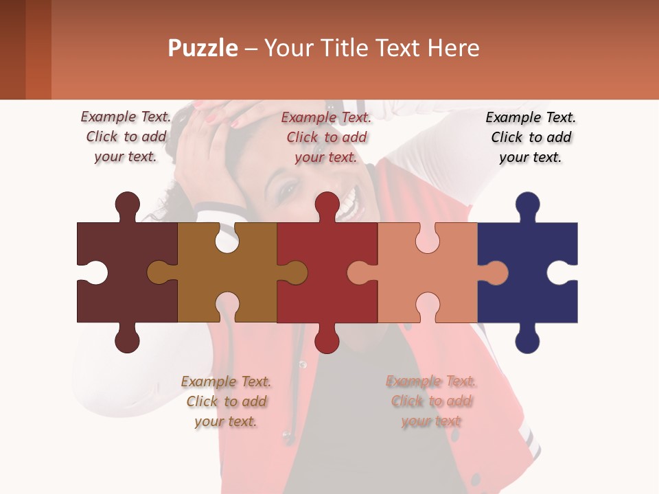 A Woman In A Red Jacket Is Smiling PowerPoint Template