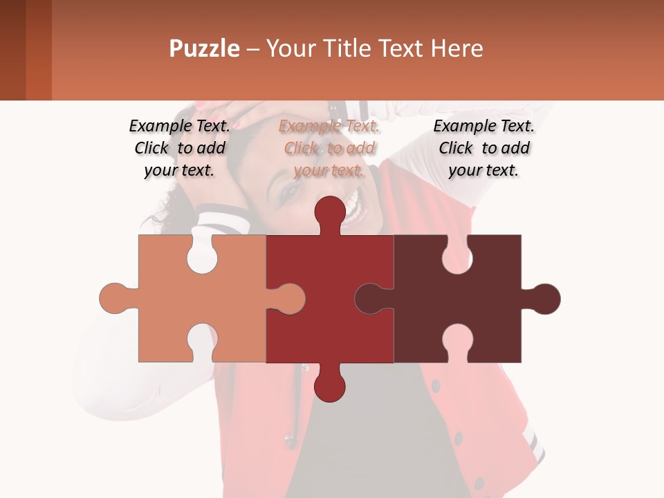 A Woman In A Red Jacket Is Smiling PowerPoint Template