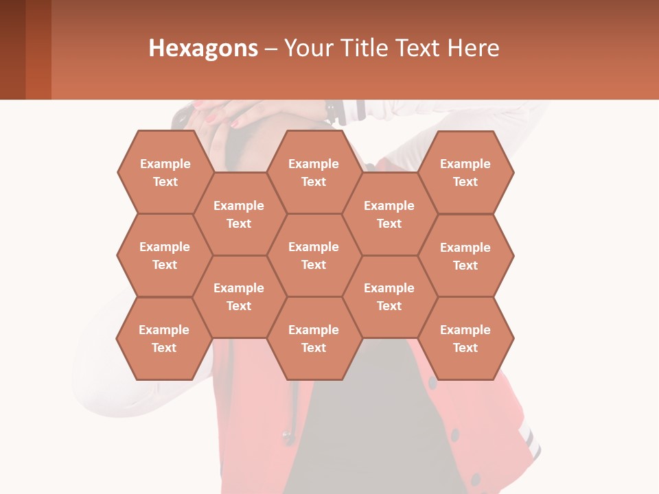 A Woman In A Red Jacket Is Smiling PowerPoint Template