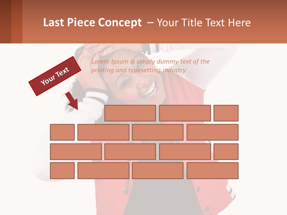 A Woman In A Red Jacket Is Smiling PowerPoint Template