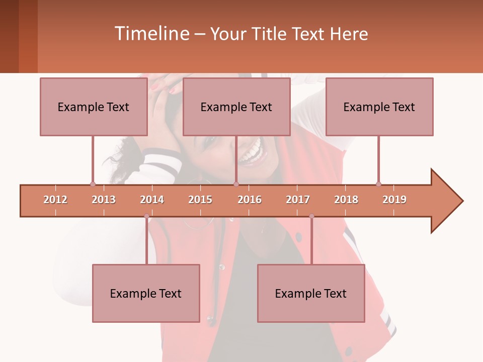 A Woman In A Red Jacket Is Smiling PowerPoint Template