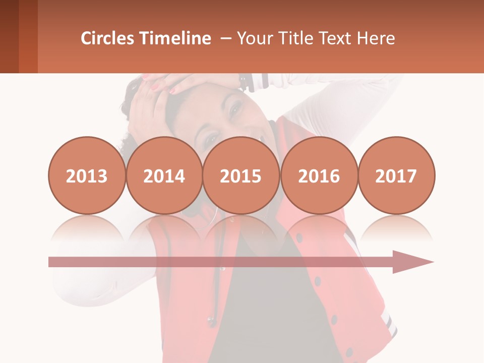 A Woman In A Red Jacket Is Smiling PowerPoint Template