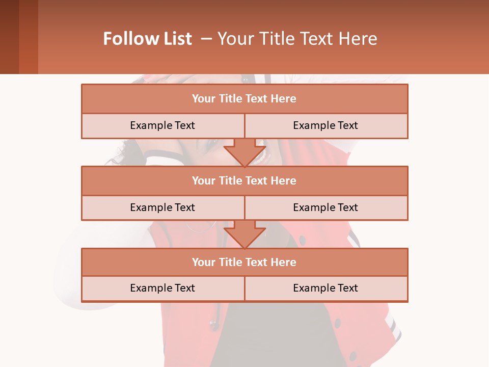 A Woman In A Red Jacket Is Smiling PowerPoint Template