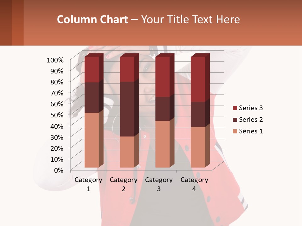 A Woman In A Red Jacket Is Smiling PowerPoint Template