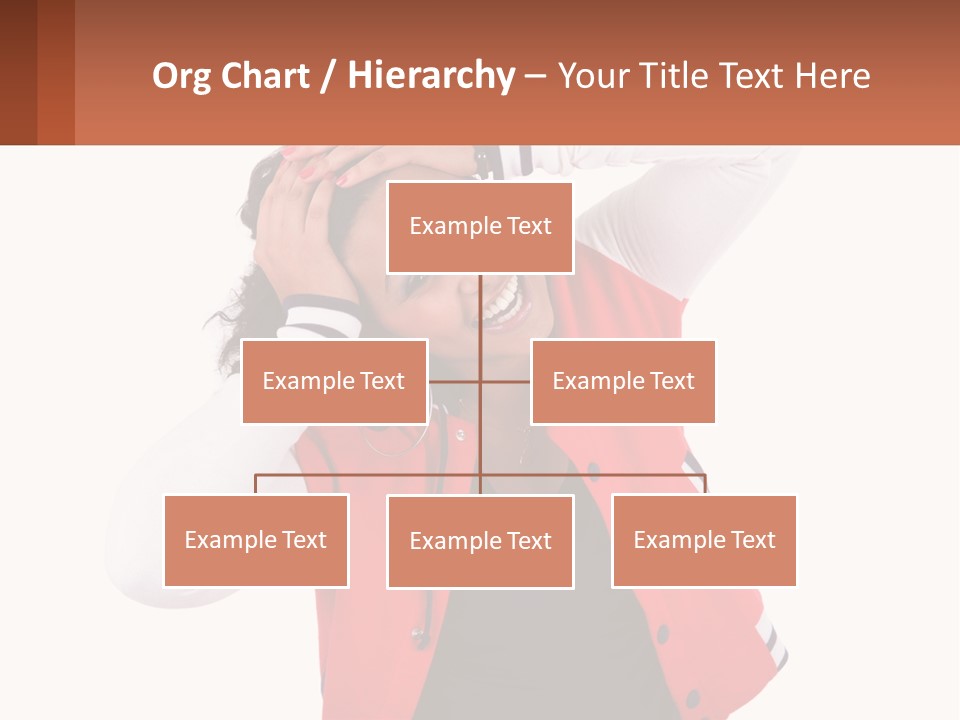 A Woman In A Red Jacket Is Smiling PowerPoint Template
