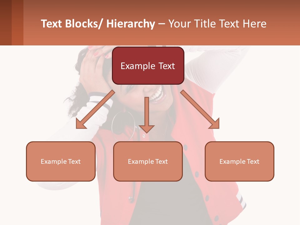 A Woman In A Red Jacket Is Smiling PowerPoint Template