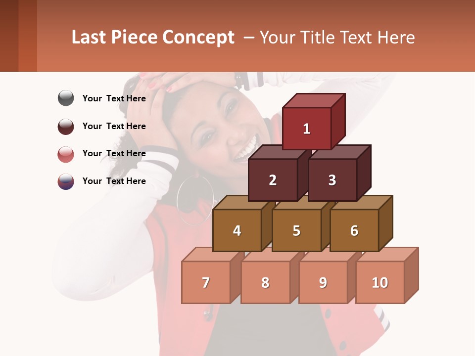 A Woman In A Red Jacket Is Smiling PowerPoint Template