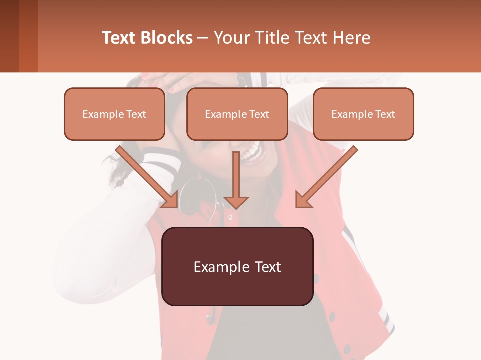 A Woman In A Red Jacket Is Smiling PowerPoint Template
