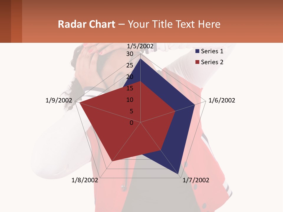 A Woman In A Red Jacket Is Smiling PowerPoint Template