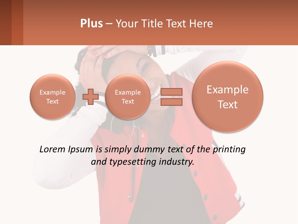 A Woman In A Red Jacket Is Smiling PowerPoint Template