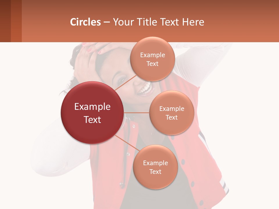 A Woman In A Red Jacket Is Smiling PowerPoint Template