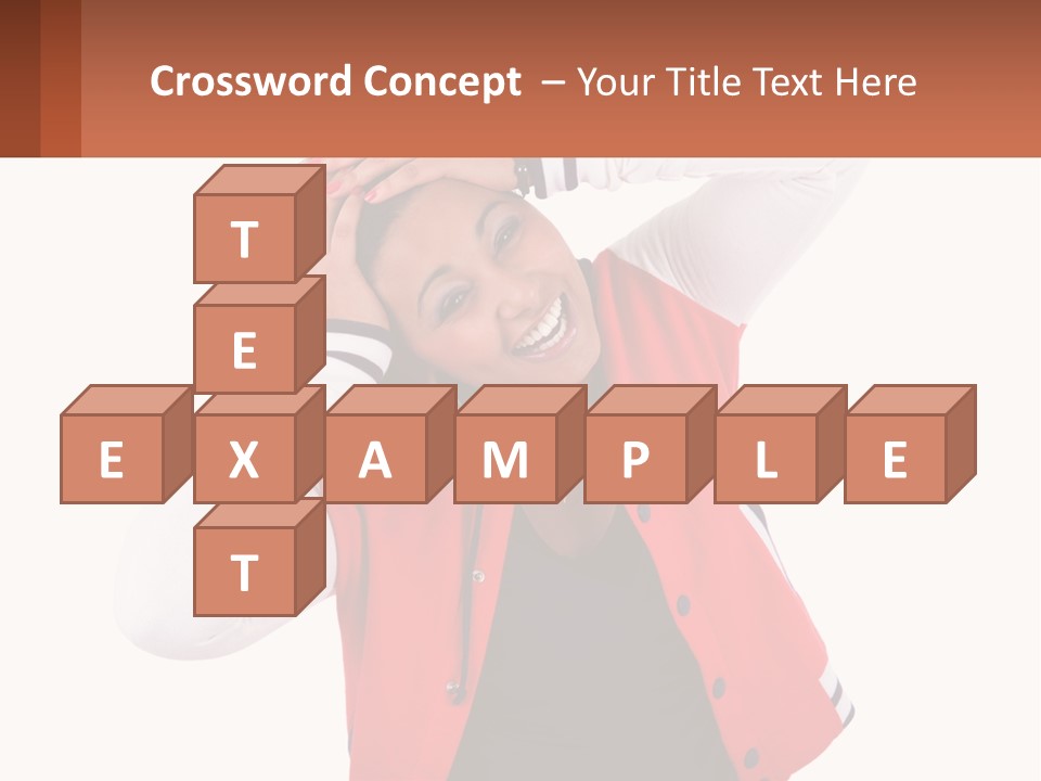 A Woman In A Red Jacket Is Smiling PowerPoint Template