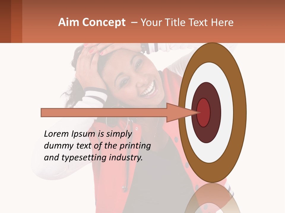 A Woman In A Red Jacket Is Smiling PowerPoint Template