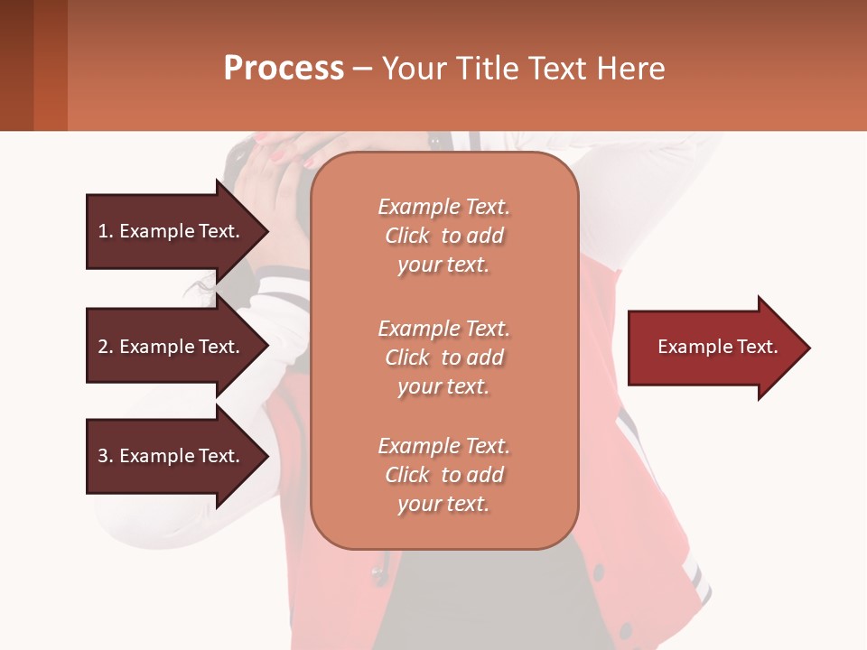 A Woman In A Red Jacket Is Smiling PowerPoint Template