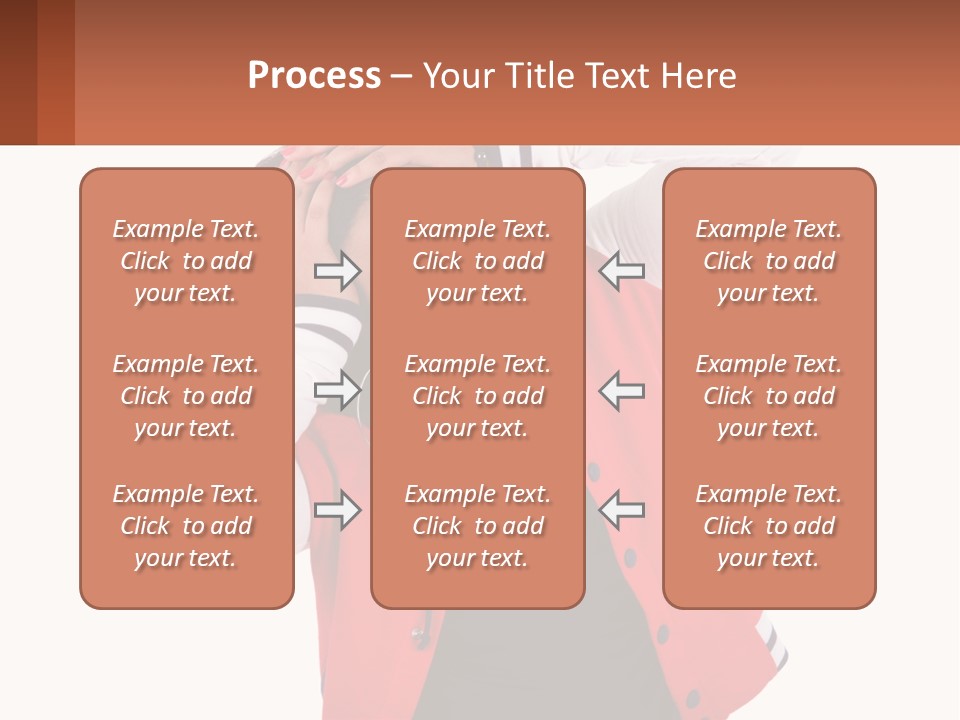 A Woman In A Red Jacket Is Smiling PowerPoint Template